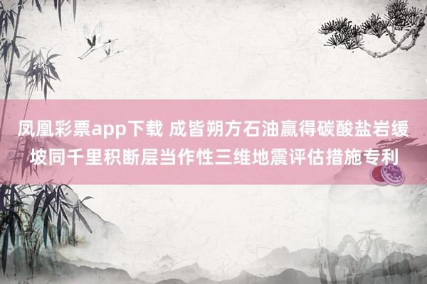 凤凰彩票app下载 成皆朔方石油赢得碳酸盐岩缓坡同千里积断层当作性三维地震评估措施专利