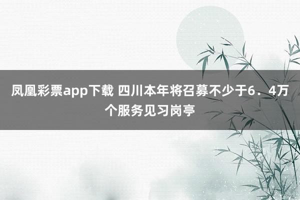 凤凰彩票app下载 四川本年将召募不少于6．4万个服务见习岗亭
