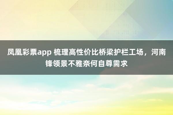 凤凰彩票app 梳理高性价比桥梁护栏工场，河南锋领景不雅奈何自尊需求