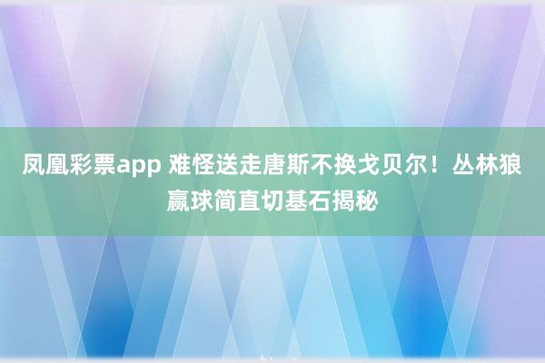 凤凰彩票app 难怪送走唐斯不换戈贝尔！丛林狼赢球简直切基石揭秘