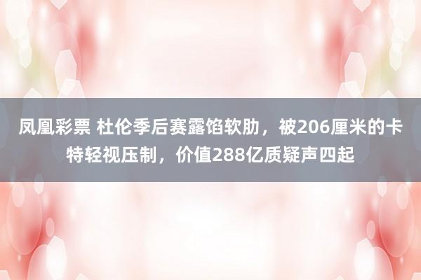 凤凰彩票 杜伦季后赛露馅软肋，被206厘米的卡特轻视压制，价值288亿质疑声四起